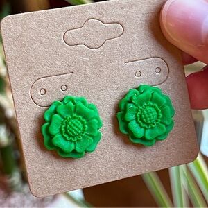 Green Flower Studs
